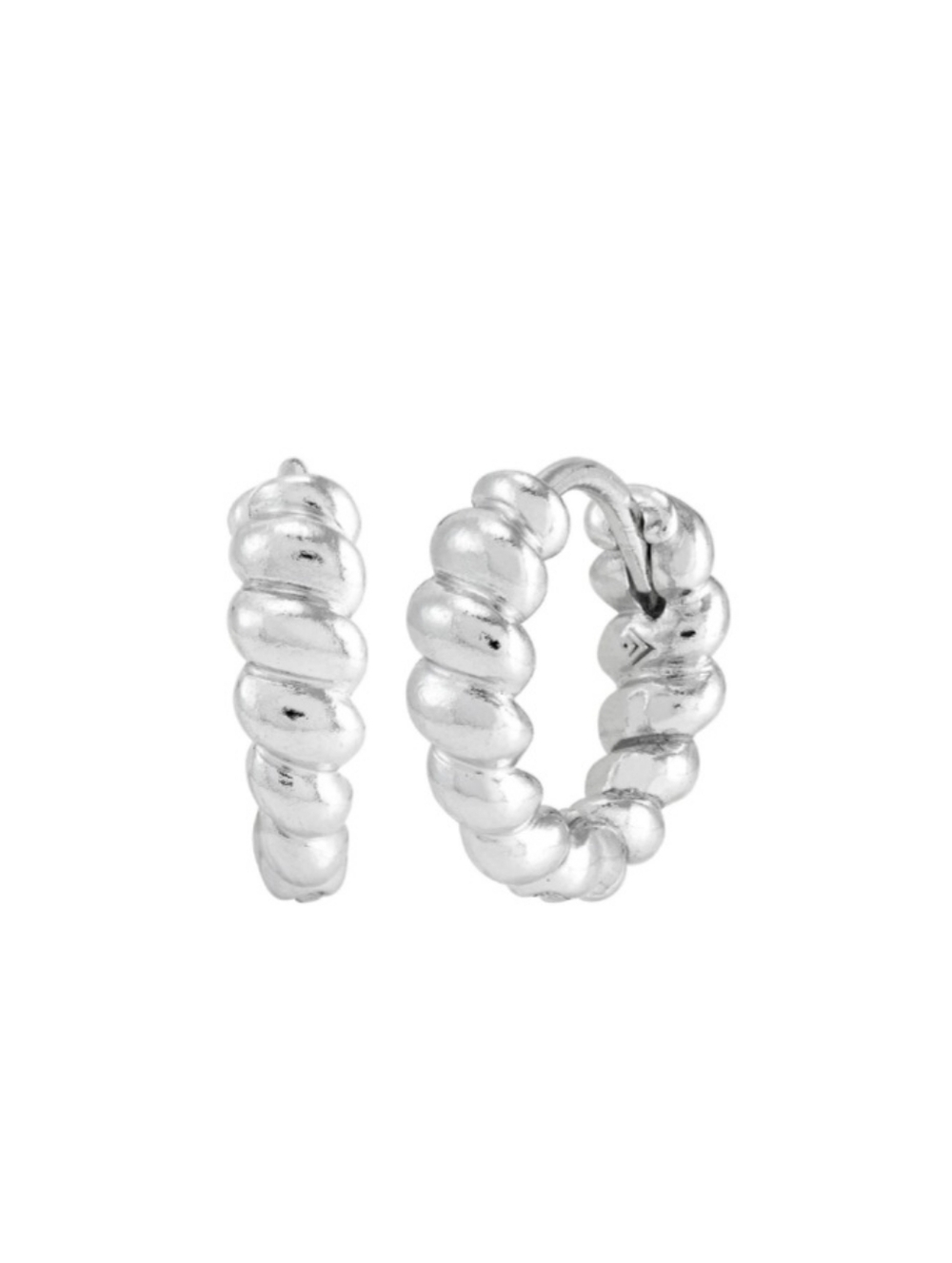 Silpada Sterling Silver Polished Tapered Shrimp Texture Huggies